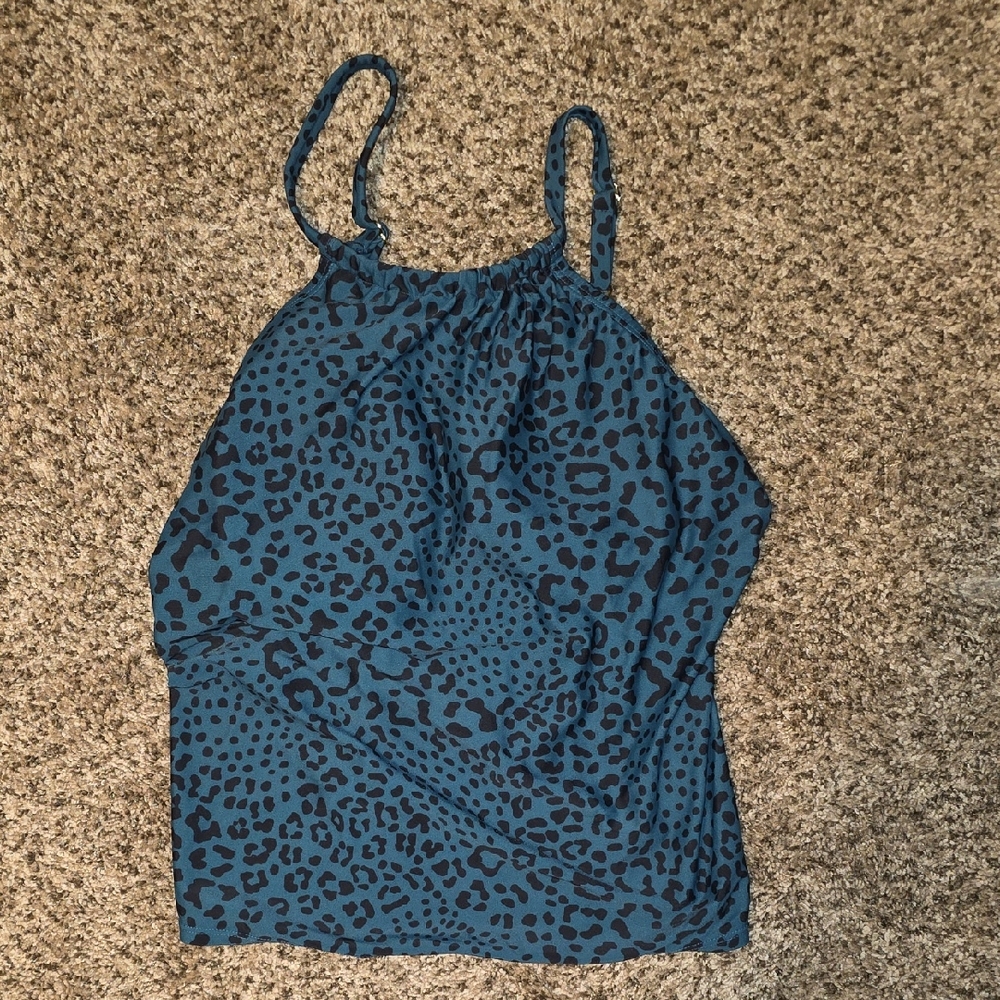 Kona Sol Teal Animal Print Camisole